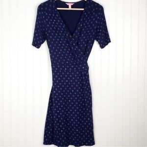 Lilly Pulitzer Arina Wrap Dress SzS Button Print Contrasting Belt Whimsy Preppy